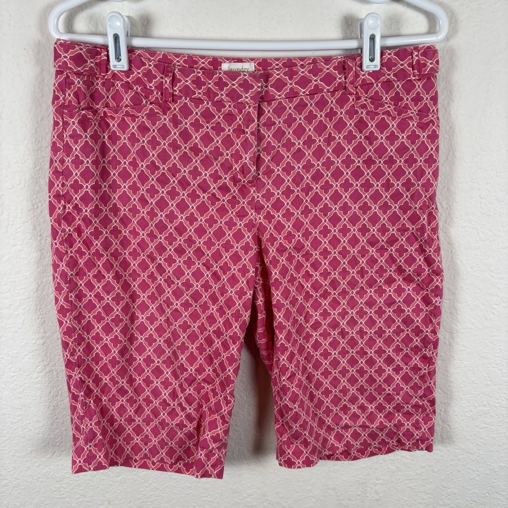Laundry By Shelli Segal Womens Shorts Sz 8 Soft Stretch Geometric Excellent